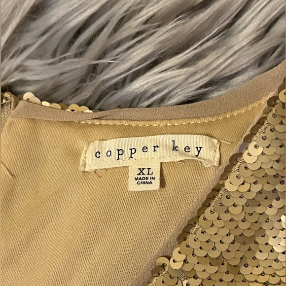 Copper key Gold Sequin Dress Size L Cocktail Party Cruise - Picture 4 of 9